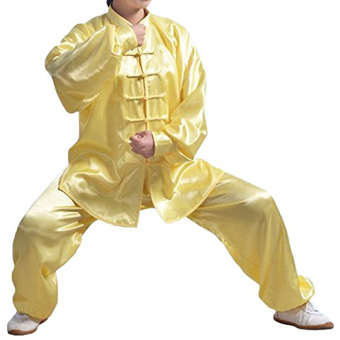 Andux Kampfsport Tai Chi Anzug Kung Fu Uniformen Unisex SS-TJF01 (Gelb,L)