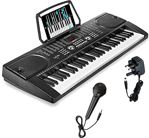 Crystals 61 Keys Teaching Type Electronic Keyboard Digital Music Instrument Piano & Microphone, Black