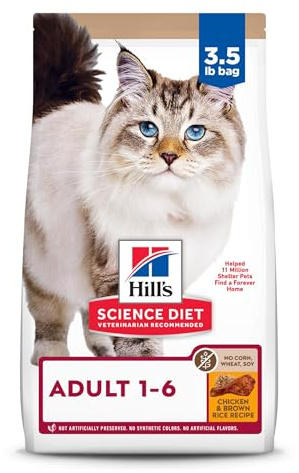 Hill's Science Diet Adult 1-6 No Corn, Wheat or Soy Dry Cat Food, Chicken, 3.5 lb. Bag