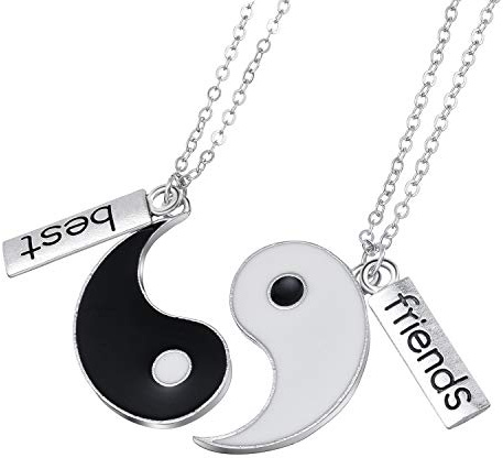 2 piezas colgantes de cadena Yin Yang Taichi BFF para dos parejas Pärchen Couple, collares de amistad Ying Yang Haslkette con grabado Best Friends,socios joyería amor regalos para mejores amigos novia