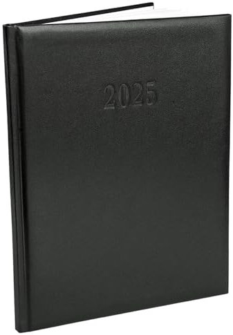 Chefplaner 2026 fast A4 Lederoptik Hardcover Terminbuch 2026 Buchkalender Terminplaner 2026 Chefkalender mit Wochenübersicht, Business Planer 2026 Kalenderbuch (Schwarz)