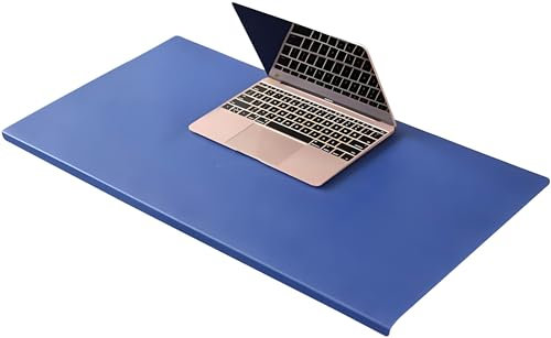 Büro Leder-Schreibunterlage, großes Mauspad mit Kantenschutz, wasserdicht, glatte Schreibunterlage für Laptop-Tastatur, 120 x 60 cm, Blau