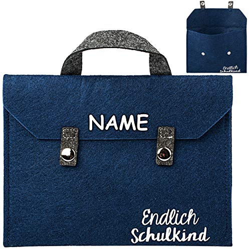 alles-meine.de GmbH kleine Filz Tasche - Endlich Schulkind - inkl. Name - ideal als Geldgeschenk & für Glückwünsche zum Schulanfang - Geschenk Glückwunschkarte/Tischdeko - Stof..