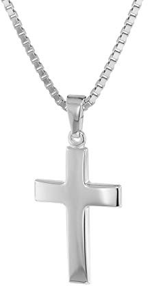 trendor Kreuz 21 mm Weißgold 333 (8 Kt) mit Silber-Halskette 39910 | zeitlose Halskette für Damen und Herren, Schmuckstück aus Echtgold und Sterlingsilber,