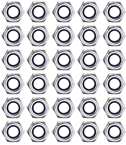 30 Pcs M4 Lock Nut Nylon Insert Nut Stainless Steel Metric Hex Nut for Daily Life, Industry, Construction