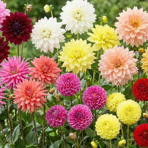 Dahlias Bulbes Super Collection - 10 Bulbes de Fleurs à Planter Exterieur - Plante Exterieur Jardin - Naturelle Plantes de Hollande (pas de graines, non artificielle)