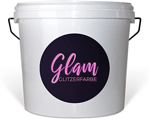 Fraben Manfaktur Wandfarbe Glitzerfarbe Kreidefarbe auf Kreidebasis mit Glitzer Innenfarbe Innenwandfarbe Glam Ladies Collection f5L, Farbe: Flieder mit Holo Silber Glitzer