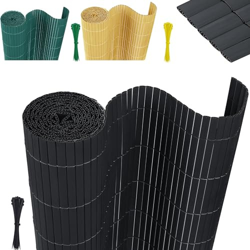 XMTECH PVC Sichtschutzmatte 90x500cm Anthrazit Sichtschutzzaun Wetterfest | Ideal für Garten, Balkon und Terrasse, UV-beständig, langlebig und einfach zu montieren