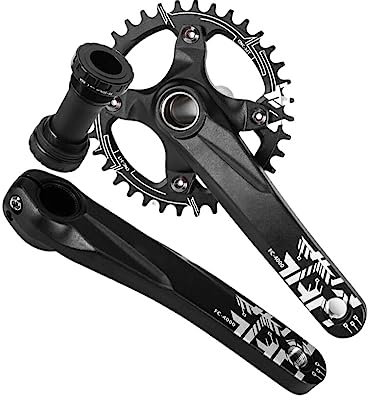 wisoolkic Mountainbike Hollowtech Kurbel Verschleißfeste Mittelachse Professionelle praktische Ritzel Kurbelgarnitur Hochfestes Kettenblatt, Typ 3