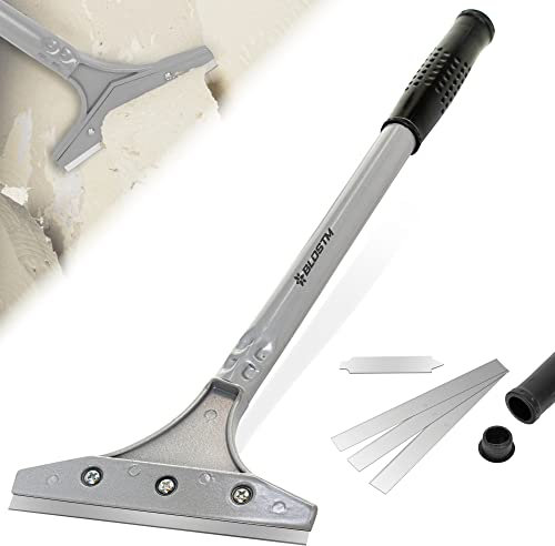 BLOSTM 12,7 cm Tapetenschaber - langer Griff robuster Schaber mit 12,7 cm Klinge und weichem Griff, breiter Kopf Fliesenschaber entfernt Tapeten, Vinylböden, Fliesen, Farbe - mit 3 Ersatzklingen