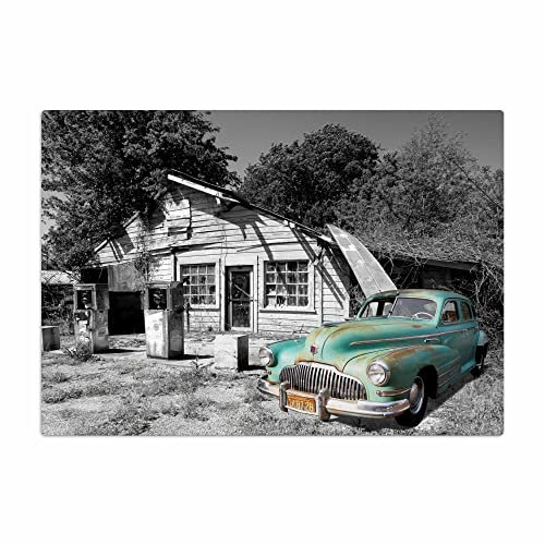 Vero Home 17760 Glas-Schneidebrett | Motiv Fortbewegung Chrysler | rutschfest, kratzfest und lebensmittelecht | Maße: 39 x 29 cm