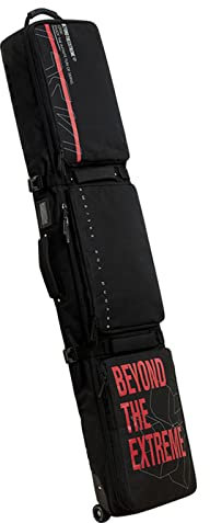 Multifunktions-Doppel-Snowboardtasche mit Rolle, große Kapazität 600D wasserdichte Polsterung, Skitasche, Nass- und Trockentrennung, Skischuhe mit Mehreren Fächern und He