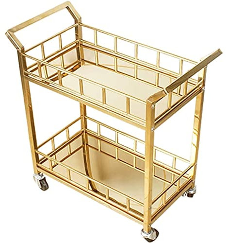 OLOTU Barwagen Barwagen Kommerzieller Edelstahl Doppelschicht 4S Shop Teeservicewagen Restaurant Getränkewagen Lebensmittellieferwagen KTV Wagen Möbel