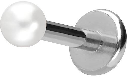 PIERCINGLINE Titan Labret mit Push Fit SYNTHETISCHE PERLE Piercing Ohr Helix Conch Tragus Farb & Größenauswahl