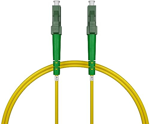 nexinex - 2m Glasfaserkabel LC/APC auf LC/APC Patchkabel | Kompatibel mit Telekom, Vodafone, 1&1, Fritzbox, etc. | LWL Simplex Singlemode OS2 FTTH Glasfaser Lichtwellenleiter Kabel
