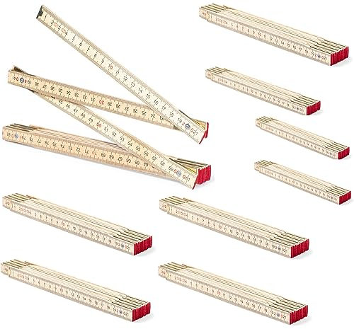 Lot de 10 mètres pliants, en bois naturel, 2 m, pour l'artisanat et le bricolage, également comme cadeau publicitaire