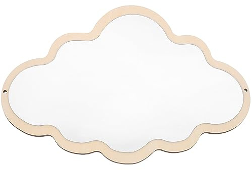 Beaupretty Nordic Kinder Sicherheitswandspiegel Holzrahmen 15 Zoll Wolkenform Kinderzimmer Dekoration Baby Spiegel