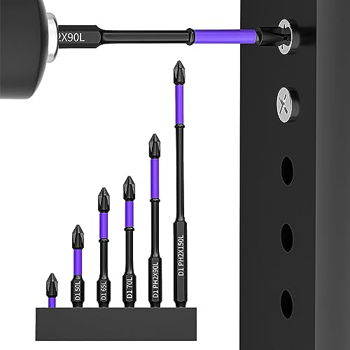 Anti-Slip and Shock-Proof Bits Screwdriver Bits - High Hardness Strong Magnetic, 6-Piece Phillips Magnetic Screwdriver Bit Set