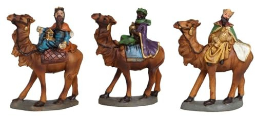 Acan Tradineur - Set de 3 Reyes Magos de Resina para belén navideño, Figuras Decorativas Nacimiento, Pesebre, Navidad, decoración Tradicional, 8 x 10 cm