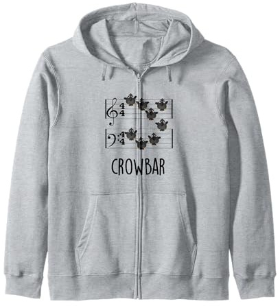 Crow Bar Funny Animal Pun Zip Hoodie