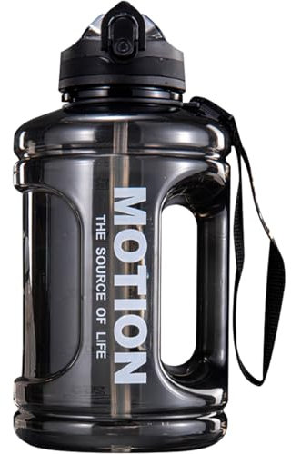 Ogetok 1.5L Large Water Bottle 50oz Black Water Jug, 0.4 Gallon Sports Gym Drink Container with Handle & Straw, Leakproof BPA Free Big Water Bottle to Ensure You Drink Enough Water Daily for Fitness