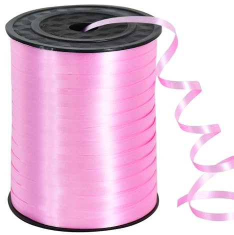 457 m Ringelband, Ballonband für Kunst und Handwerk, Dekoration, Geschenkverpackung, Bänder und Schleifen für Weihnachten, Neujahr, Geburtstag, Abschlussbedarf (Hellrosa)