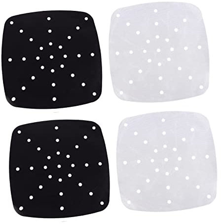 ABOOFAN Süße Salatschüssel 4 Stück Heißluftfritteuse kitchen mat küchenunterlage Dampfgareinlagen aus runde Backform Airfryer Antihaftmatte perforierte Backunterlage Backgeschirr Ofen