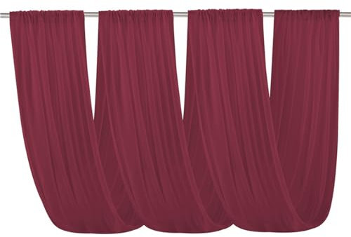 FANSU Vorhang Hochzeitsbogen Querbehang Freihanddeko Chiffon Tüll Stoff Deko Vorhang Hochzeit Querbehang für Torbogen Zeremonie Geburtstag Party Gardinen Tabelle Deko (150x600cm,Rot)