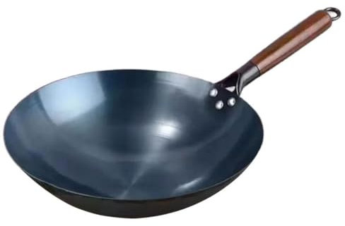 Gralara Wok antiaderente Padella Wok Sautée Pentole generali non rivestite a gas Cottura in padella ferro per carne Fritta Pane Torta Omelette, 36 cm