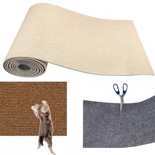 SIONUE Climbing Cat Scratcher, Rascador Escalador para Gatos, Alfombrilla Autoadhesiva Recortable, DIY Alfombra de Pared para Gato, Rascador Pared Gatos, Tapete rascador para Gatos (L,Beige)