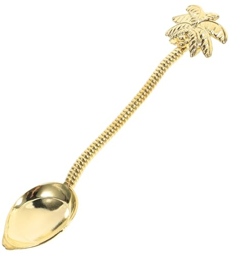 TOPBATHY Goldener Palmen Löffel 2 Stück Kaffeerührlöffel Aus Zinklegierung Fein Poliert Retro Dessertlöffel Für Kaffee Espresso Cappuccino Tee Und Themenpartys