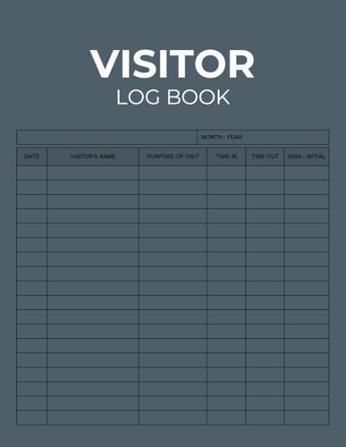 Visitor Log Book: Record and Track Guest Sign In and Out Details | Ideal for Front Desk Use in Offices, Schools, Buildings & More