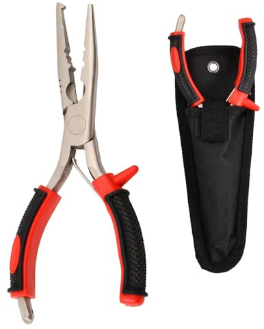 Dokeno Fishing Angelzange 18cm Edelstahl Hakenlöser Angeln Zange Spaltringzange Schnurschneider, Angeln Klemmhülsenzange, Angelschere Sprengring-Zange Angelzubehör