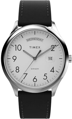 Timex Men's Modern Easy Reader 40mm Watch - Black Strap White Dial Silver-Tone Case