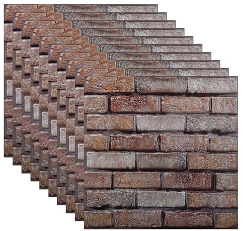 Gudalea Paneles de pared 3D autoadhesivos, resistentes al agua, revestimiento de pared de PVC, juego de 10 unidades de 30 x 30 cm, pegatinas de pared y papel pintado para salón, dormitorio y cocina