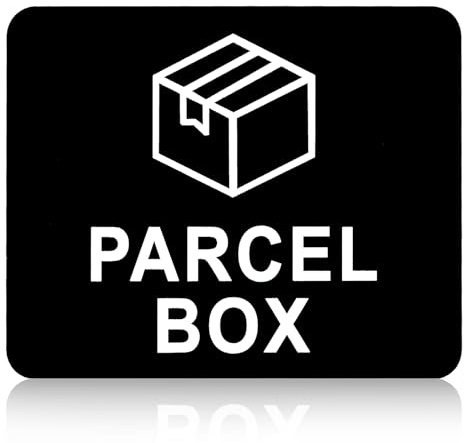 Parcel Box Sign Adhesive Packages, Delivery Signs Notice for Deliveries Packages Post, Self Adhesive Acrylic Information Sign for a safe place to make deliveries drop packages(11cm x 9cm,Black)