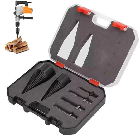 Log Wood Splitter Drill 45/42/32mm,Firewood Drill Bit Kit,Drill Cone Wood Splitter,Cone Splitting Drill Bit 3 with Splitter