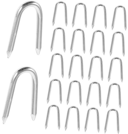 VANZACK Lot De 3 Clous en U pour Clôtures De Jardin Piquets Métalliques en Forme De U Outil De Fixation pour Clôtures Fournitures De Jardinage 50 Pièces X 3
