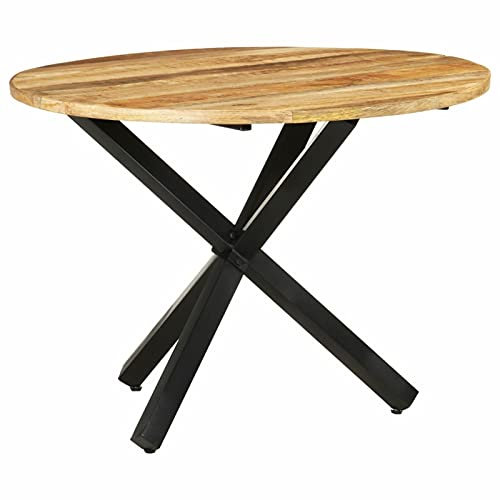 ShGaxin Esstisch, Esszimmertisch, Baumkantentisch, Dining Tables, Esszimmermöbel, Küchentisch, Rund 100x100x75 cm Raues Mangoholz
