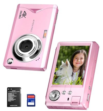 SWE Klein Digitalkamera 1080P FHD Selfie Digital Kamera mit 3.0” Bildschirm, 48MP Mini Fotokamera mit 16X Digitalzoom 32G SD Karte für Kinder Studenten Erwachsene Einsteiger