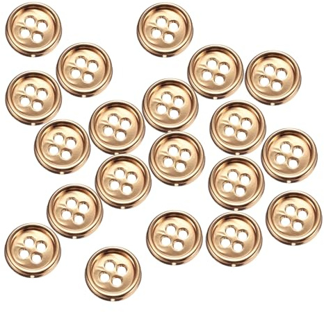 QUARKZMAN 20 Stück 11,5mm Metall Knöpfe, 4-Loch Runde Hemden Mäntel Kleidung Nähknöpfe für Dekoration Handwerk DIY Zubehör (Gold)