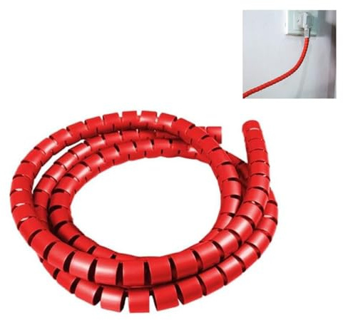 Lonwiner Protezione per cavo da 2 m, protegge i vostri animali da compagnia, cavo da masticare, gestione dei cavi esterni, protezione cavo/riparazione di fili, tubo di cavo 2 m larghezza 8 m (rosso)