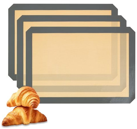 VIRAHYEM 3 Pack Silicone Baking Mat, 16.5x11.6(42 x 29.5 cm), BPA Free Non-Stick Bakeware Mat Set, Heat-Resistant, Reusable Silicone Baking Sheets for Microwave Oven, Baking Tray, Baking Pan
