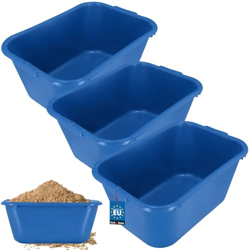 KOTARBAU® 3er Set Mörtelkübel eckig 55 L Blau Kunststoff Mörtelwanne Mörtelkasten Speißkübel Baukübel Baueimer Mörteleimer Speisfass eckig Maurerkübel Pflanzwanne
