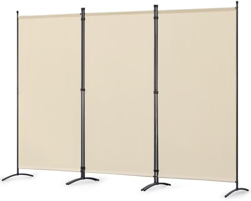 Angel Living Paravent 3 Paneler Vikbar rumsavdelare Fristående skärmvägg rumsavdelare Skiljevägg för kontor, balkong, sovrum, utomhusträdgård 243 x 180 cm (beige), 243 x 180 cm