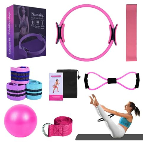 Better Kit de pilates pour femme, bandes de résistance pour entraînement des fessiers, ballon de yoga 25 cm, figure 8, bandes de résistance pour étirements