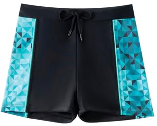 BeLikeFish Badbyxor för pojkar 5–14 år – åtsittande badshorts med innerfoder och dragsko, 9-10 år