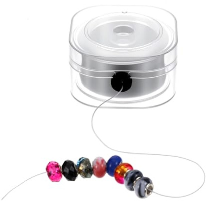 TIESOME 0,3 mm x 200m Elastisches Band für Armbänder, Elastische Schmuckfaden Transparente Armband Perlengarn Nähschnur Mit Zuleitungsdraht Und Organisationsetui für Armbänder Halsketten DIY Schmuck