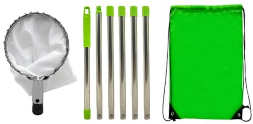 Fruit Picker - Telescopic Extendable Pole, Lightweight Metal Catcher Basket Head, High Reach Harvesting Equipment for Orange, Pear, Lemon, Easy Outdoor Pimple Equipment for Garden, Orchard or