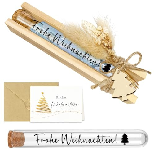 Geldgeschenk Weihnachten Verpackung Geschenkbox mit Trockenblumen & Karten, Wunscherfüller Weihnachtsgeschenke für Frauen Männer Kinder Familie Kollegen Freunde, Gutschein Geldgeschenke Verpackung